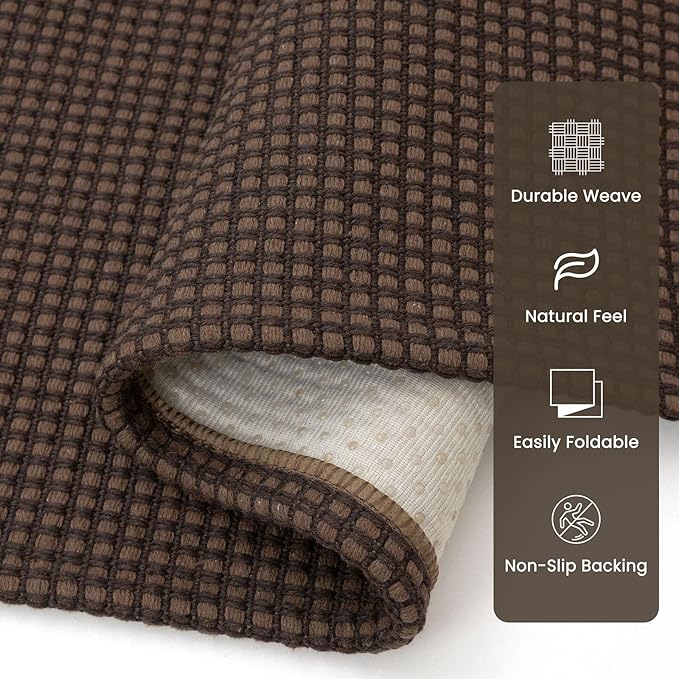 Braided Runner Rug 2x7 Ft Washable Runners for Hallways Non Slip Rubber Backed Kitchen Runners Cotton Entryway Runner Indoor, Woven Floor Carpet for Hall Kitchen Bedroom, Brown