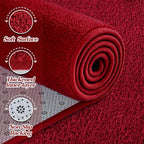 Large Area Rugs for Living Room Bedroom, 6x9 Feet Burgundy Red Rug, Minimalist Modern Shag Rug, Soft Thick Memory Foam Indoor Carpet, Non-Slip Washable Rug for Boys Girls Dorm Nursery Room Home Decor