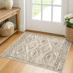 KILOCOCO Boho Entryway Rug 2x3 Printed Small Area Rug Indoor Door Mat Machine Washable Kitchen Rugs Super Soft Non Slip Throw Rugs for Entrance Geometric Laundry Room, Beige/Gray/Green