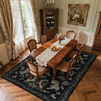 Moynesa Vintage Animal Washable Area Rugs 8x10, Retro Black Gold Area Rug for Living Room Bedroom Dining Room Office Study, Low Pile Soft Non Slip Stain-Resistant Carpets for Home Decor