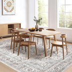7x9 Area Rug Living Room: Washable Boho Large Neutral Vintage Soft Rugs Stain Resistant Farmhouse Non Slip Indoor Floor Carpet for Bedroom Nursery Kids Playroom Office Dining Room- Ivory Gray