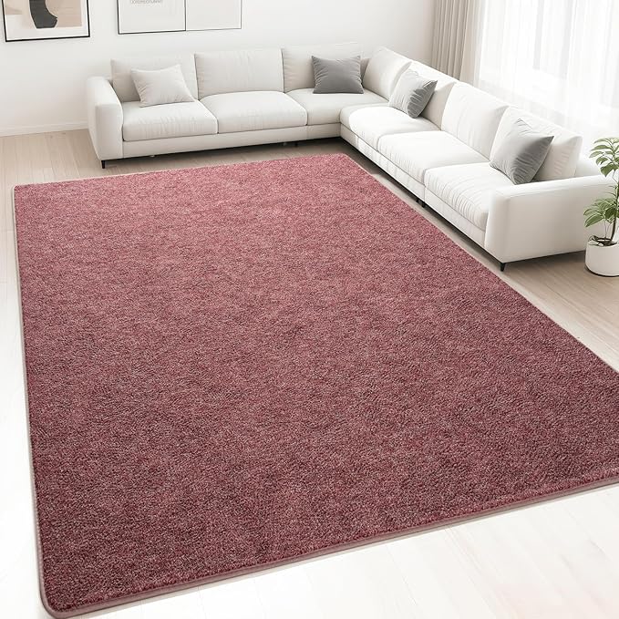 HQAYW 5x7 Area Rugs for Living Room Bedroom, Modern Thickened Memory Foam Soft Rug, Indoor Low Pile Minimalist Washable Non Slip Carpets for Kids Girls Boys Nursery Dorm Home Decor, Dark Red