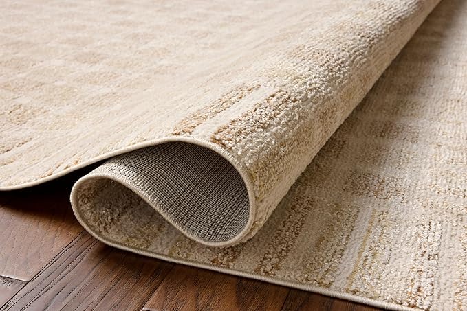 Loloi Chris Loves Julia Calvin Collection CLV-03 Bone/Natural 2'-3" x 3'-10" Accent Rug Checkered Neutral Soft Living Room Bedroom Carpet