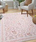 YIHOUSE 5x7 Washable Rug for Bedroom, Pink Floral Rugs for Living Room Non Slip Ultra-Thin Large Boho Rug for Kids Playroom, Classroom, Girls Dorm, Nursery, Pink Multi