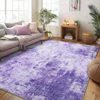 Washable Area Rugs 9'x12' Non-Slip Modern Abstract Soft for Living Room Entryway Bedroom Nursery, Print Pattern, Purple Gray Pink White