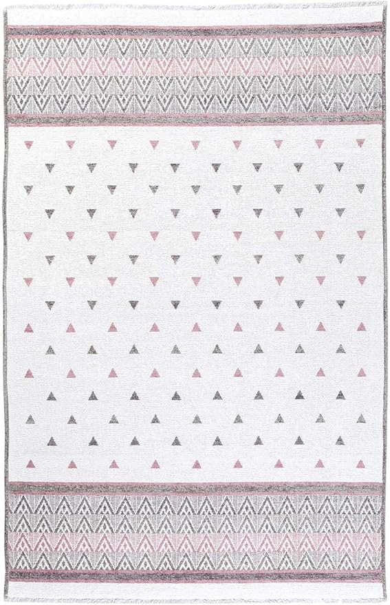 Alfa Rich 4x6 Mauve Gray Off White Washable Area Rugs for Living Room Bedroom Kitchen Decor Cotton