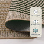 Lahome Modern Rainbow Easy Jute Rug, Washable 5x7 Area Rugs for Living Room Black Farmhouse Dining Room Rug, Contemporary Natural Throw Mat Non Slip Floor Carpet for Office RV Patio