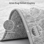 Valenrug Washable Rugs 5x7 - Non Slip 5x7 Area Rugs for Living Room, Stain Resistant Area Rugs for Bedroom, Foldable Machine Washable Area Rug(5'x7', Grey)
