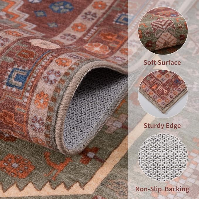 Ciicool Washable 2x8ft Runners Area Rug for Hallways, Ultra Soft Boho Runner Non-Slip Vintage Oriental Long Carpet for Kitchen Bedroom Laundry Bathroom