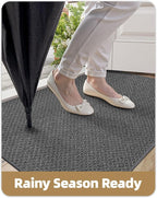 Color&Geometry Ultra Thin Indoor Door Mat Non Slip Rubber Backed Dirt Trapper 36"x56"(Rolled-up NO Creases), Rugs for Entryway, Front Door Mat Indoor Washable Low-Profile Entry Mat, Grey