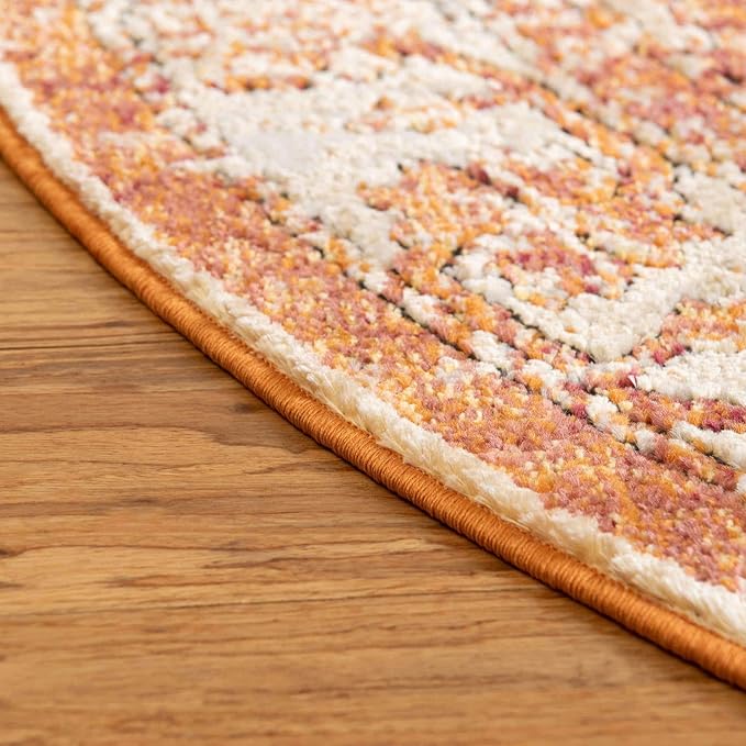 Unique Loom Isabella Collection Area Rug - Adjani (5' 1" Round, Rust Red/ Black)