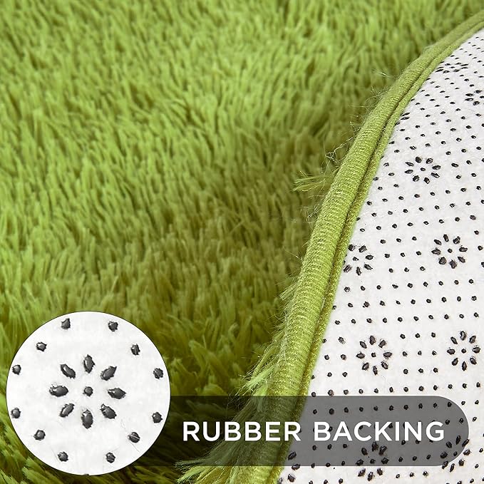 Andency Grass Green Round Area Rug for Bedroom, Soft Shag Circle Rug 6x6 for Room, Fluffy Faux Fur Carpet for Home Decor, Circular Fuzzy Plush Rug for Living Room, Playroom