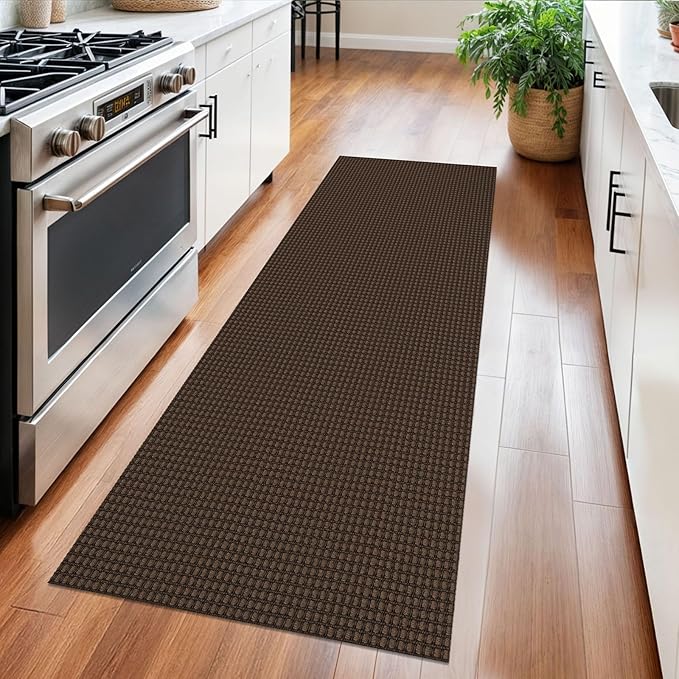 Braided Runner Rug 2x5 Ft Washable Runners for Hallways Non Slip Rubber Backed Kitchen Runners Cotton Entryway Runner Indoor, Woven Floor Carpet for Hall Kitchen Bedroom, Brown