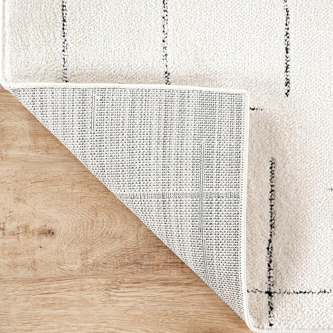 Abani Cream Area Rug – 6' x 9' – Oliver Collection – Striped Pattern – Non-Shedding, Easy to Clean – Durable for Living Room, Bedroom, or Office, Pet & Child Friendly