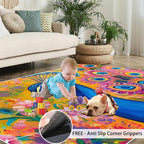 Peacock Rugs for Living Room - 6x9 Rug, Boho Floral Botanical Area Rugs for Bedroom, Wonderful Peacock Rug, Peafowl Washable Carpet, Floral Animal Carpet - Peafowl Home Decor & Gifts