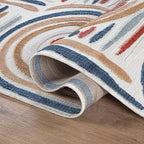 CAMILSON Indoor Outdoor Rug, Multicolor 8x10 Geometric Arch Striped Area Rugs for Patio and Home Areas, Easy-Cleaning Non-Shedding Living Room, Garden and Deck Washable Outside Carpet (8 x 10)