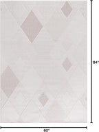 CAMILSON Micro Loop Rug 5x7 Modern Luxury Geometric Diamond Trellis Area Rugs Soft High and Low Pile Stain Resistant Easy-Cleaning Non-Shedding for Living Room Office Indoor Carpet (5 x 7 White-Beige)