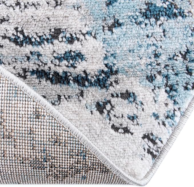 Rugs.com Leipzig Collection Rug – 5x8 Oval Blue Low-Pile Rug Perfect for Living Rooms, Large Dining Rooms, Open Floorplans
