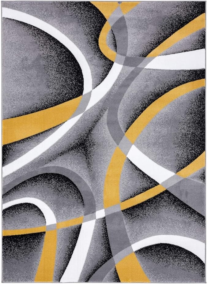2305 Geometric Abstract Yellow 8x10 Area Rugs for Living Room