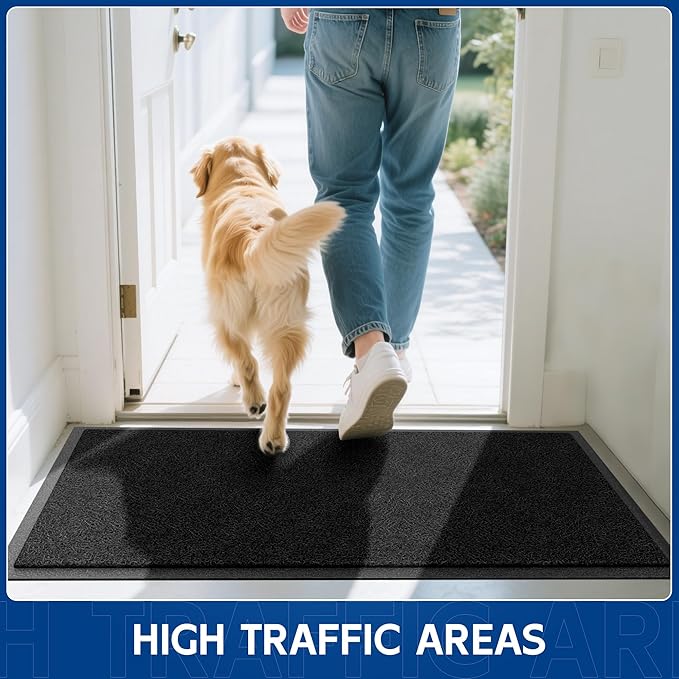 Sturdy Front Door Mat, 60" x 36" Heavy Duty Indoor Outdoor Doormat for Entryway, Fade Resistant, Waterproof Low Profile Entry Mat, Non Slip Welcome Mat for Outside Entrance, Patio, Home