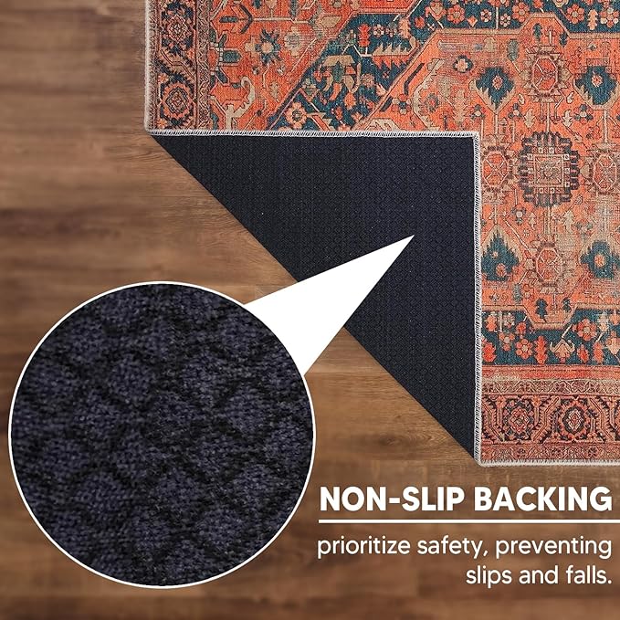 Keen Home Design 2x7 Rug - Machine Washable Runner Rug with Non-Slip Backing, Ideal for Hallway, Entryway, Kitchen, Laundry Room - Vintage, Easy Clean, Durable, Low Pile Rug - (2'6" x 7')