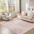 WITSHOCK Pink Rugs 7x10 for Bedroom Girls,Floral Modern Distress Print Pattern Carpet for Living Room Dining Room,Stain Resistant Anti Slip Backing Rugs for Kids Room Nursery Playroom,Light Pink