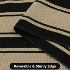 Striped Outdoor Rug 3'x5', Cotton Hand Woven Rug Front Door Mat,Washable Reversible Layered Door Mats, Foldable Front Porch Rug for Entryway/Home Entrance/Farmhouse(Black and Tan)