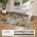 Small Rug with Abstract Pattern for Entryway Short Pile with Non-Slip Backing Throw Rugs, Foldable Kitchen Bathroom Rugs 2x3 FT Brown
