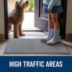 OLANLY Front Door Mat Indoor Outdoor Entrance, Waterproof Heavy Duty Doormat, Fade Resistant, Low Profile, Easy Clean Patio Porch Welcome Floor Mats for Entry, 71x23, Light Gray