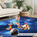 6x9 Lightning Living Room Rug - Natural Weather Bedroom Carpet, Thunderstorm Lightning Classroom Rug for Carpet Boy Bedroom Office Nursery Hardwood Home Decor