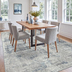 DEXI 9x12 Area Rug for Living Room, Modern Abstract Thin Washable Rug Indoor Floor, Non Slip Stain Resistant Low Pile Carpet for Dining Room Bedroom Office, Blue