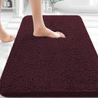 OLANLY Bathroom Rugs 30x20, Extra Soft Absorbent Chenille Bath Rugs, Rubber Backing Quick Dry, Machine Washable Bath Mats for Bathroom Floor, Tub and Shower, Home Decor Accessories, Black Cherry