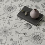 EVERGRACE Area Rugs for Living Room 9x12, Boho Floral Faux Wool Indoor Outdoor Rugs, Washable Rugs for Bedroom Dining Room Entryway Kitchen, Low Pile Floor Mat Carpet for Home Decor, Cool Gray