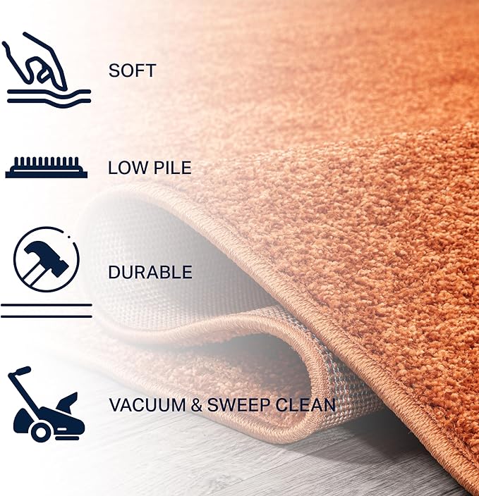 JONATHAN Y Haze Solid Low-Pile Orange 9x9 Square Indoor Area Rug, Coastal,Bohemian,Minimalist,Classic, Easy-Cleaning for Living Room,Bedroom,Kitchen,Pet Friendly,Non-Shedding (SEU100M-9SQ)