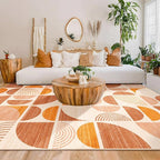 MUJOO 9x12 Area Rugs,Washable Rugs for Living Room Bedroom Dining Room,Large Boho Throw Floor Carpet Non Slip Soft Modern Abstract Bohemian Orange