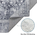 Area Rug 6×9, Large Vintage Boho Rug,Ultra-Soft Low Pile, Washable, Non Slip,Stain Resistant, Printed Carpet for Living Room Bedrooms Playroom Office Kitchen, Solid/Grey