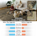 2x3 Machine Washable Area Rug for Entryway, Brown Black Vintage Moroccan Rug Non-Slip Low Pile Soft Faux Wool Small Carpet, Kids and Pets Friendly for Bedroom Kitchen Hallway Bedside Home Decor Rug