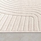 Paco Home Modern Area Rug with Raised Curved Line Pattern – Minimalist Design in Cream, Size: 5'3" x 7'7"