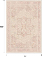 RUGGABLE Washable Area Rug – Kamran Soft Pink 6x9, Stain-Resistant, Non-Slip – Medium Machine Washable Rugs for Living Room, Bedroom, Hallway, Entryway & Office–with Cushioned Pad