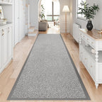 Washable Hallway Runner Rug 2x8 Jute Like Kitchen Runner Mat Rugs Non Slip, Woven Soft Entryway Farmhouse Runner Boho Floor Carpet for Indoor Laundry Hall Backdoor Bedroom Living Room, Grey