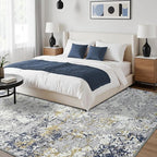 Toneed Abstract Area Rug Modern Washable Rug Soft Non Slip Rug Low Pile for Bedroom Living Room Dining Room Blue 4x6 Feet