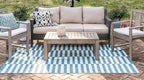 Unique Loom Outdoor Striped Collection Area Rug - Striped (4' 1" x 6' 1" Rectangle, Teal/Ivory)