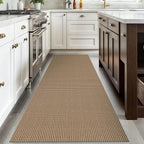 IOHOUZE Washable Runner Rug 3x8 Non Slip Rubber Backed Wide Hallway Runner Entryway Runner Indoor, Woven Kitchen Rugs Cotton Floor Carpet for Hall Entrance Bedroom, Orange/Tan/Brown