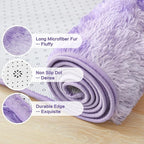 Andency 6x9 Area Rugs, Large Shag Fluffy Soft Shaggy Rugs for Living Room Bedroom, Non-Slip Tie-Dyed Purple Thick Plush Carpet for Kids Girls and Boys, Dorm Nursery Home Decor Aesthetic