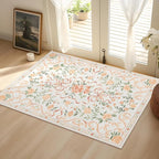 Orange Rug Bow Floral Rug for Girls, 2x3 Washable Small Area Rug for for Entryway, Kitchen, Front Door Indoor Entrance, Non Slip Carpet for Bathroom Bedroom Living Room
