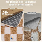 Ophanie Checkered Beige & White Rug for Living Room Bedroom, Fluffy Soft Cute Fuzzy Area Rugs, Shag Plush Shaggy Bedside Floor 8x10 Furry Carpet for Kids Baby Teen Dorm Nursery Home Decor Aesthetic