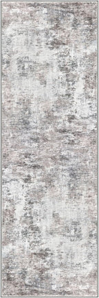 Modern Abstract Hallway Runner Rug, Beige Grey 3x8 Runner Rug, Washable Kitchen Runner Non-Slip Soft Thin Print Faux Wool Carpet for Entryway Bedroom Laundry Room Indoor