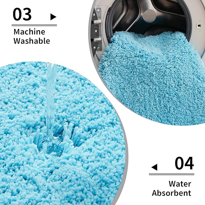 Bathroom Runner Rug 24x59 Teal Non Slip Fluffy Long Bath Mat for Bathroom Floor Washable Plush Luxury Bath Rug for Tub Absorbent Shower Sink Mat Bedside Rug