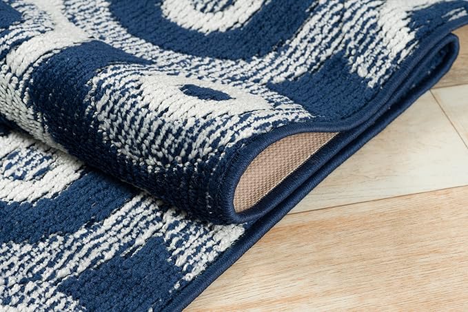 Custom Size Blue Hallway Runner Rug | Cut to Length 2'3" x 6' (Runner) | Non-Slip & Machine Washable | REMNAZ