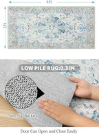 COMSLE Washable Door Mat, Front Door Mat Indoor Faux Wool Absorbent Small Rugs for Entryway Distressed Throw Rug Non-Slip Accent Floor Carpet for Entrance Bedroom, 24X48 Inches Khaki Green
